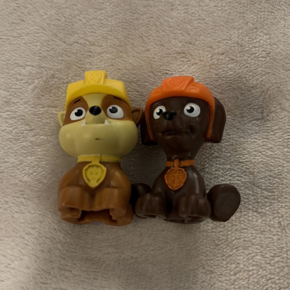 Lot Of 2 Paw Patrol Mini Figures Rubble & Zuma